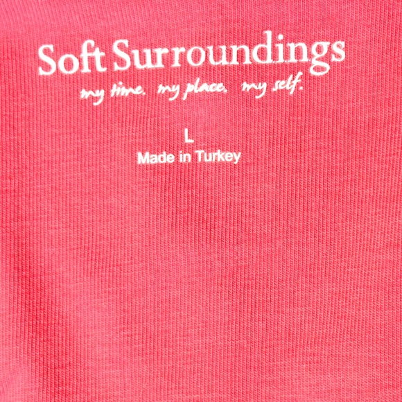 Soft Surroundings Wear Anywhere Faux Wrap Pink Cotton Dress 3/4 Sleeve Size L - Picture 8 of 9